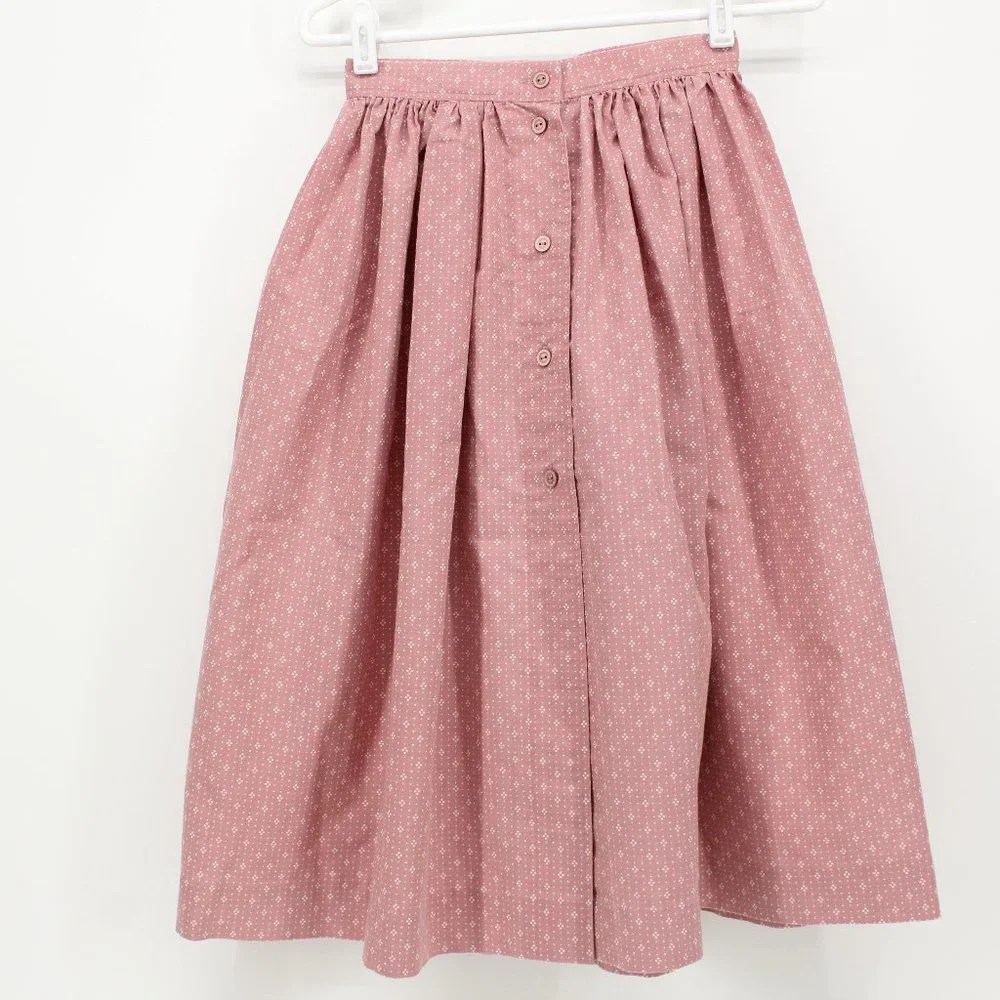Vintage High Waist Mauve Pink Pattern Skirt - Picture 3 of 5